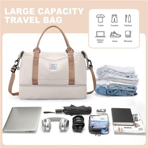 Weekender Bags for Women, Travel Duffel Bags with Shoe Compartment,Personal Bag - Picture 4 of 7